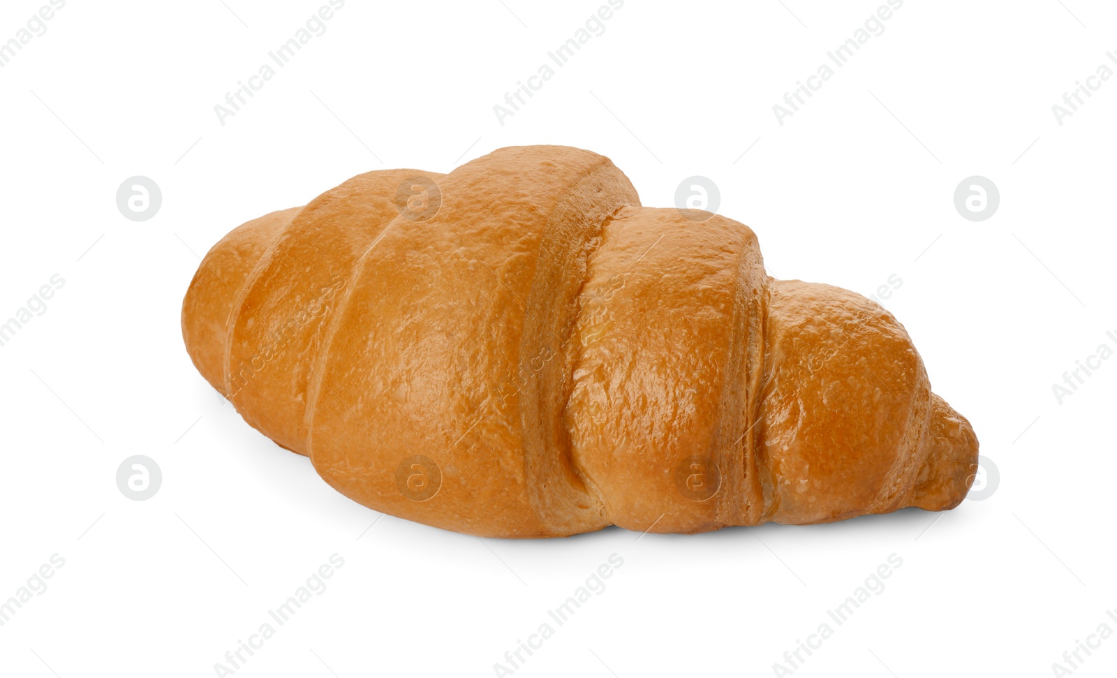 Photo of One delicious fresh croissant isolated on white