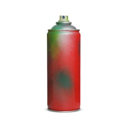 Photo of Used can of spray paint on white background