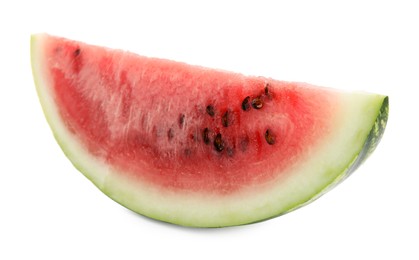 Photo of Slice of delicious ripe watermelon isolated on white