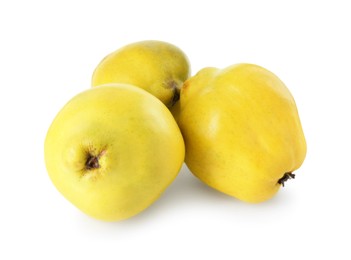 Photo of Delicious fresh ripe quinces isolated on white