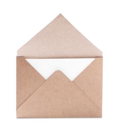 Photo of Letter envelope with card on white background