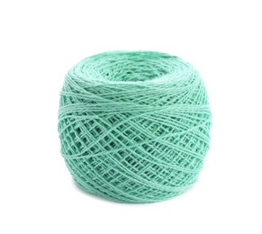 Clew of color knitting thread on white background