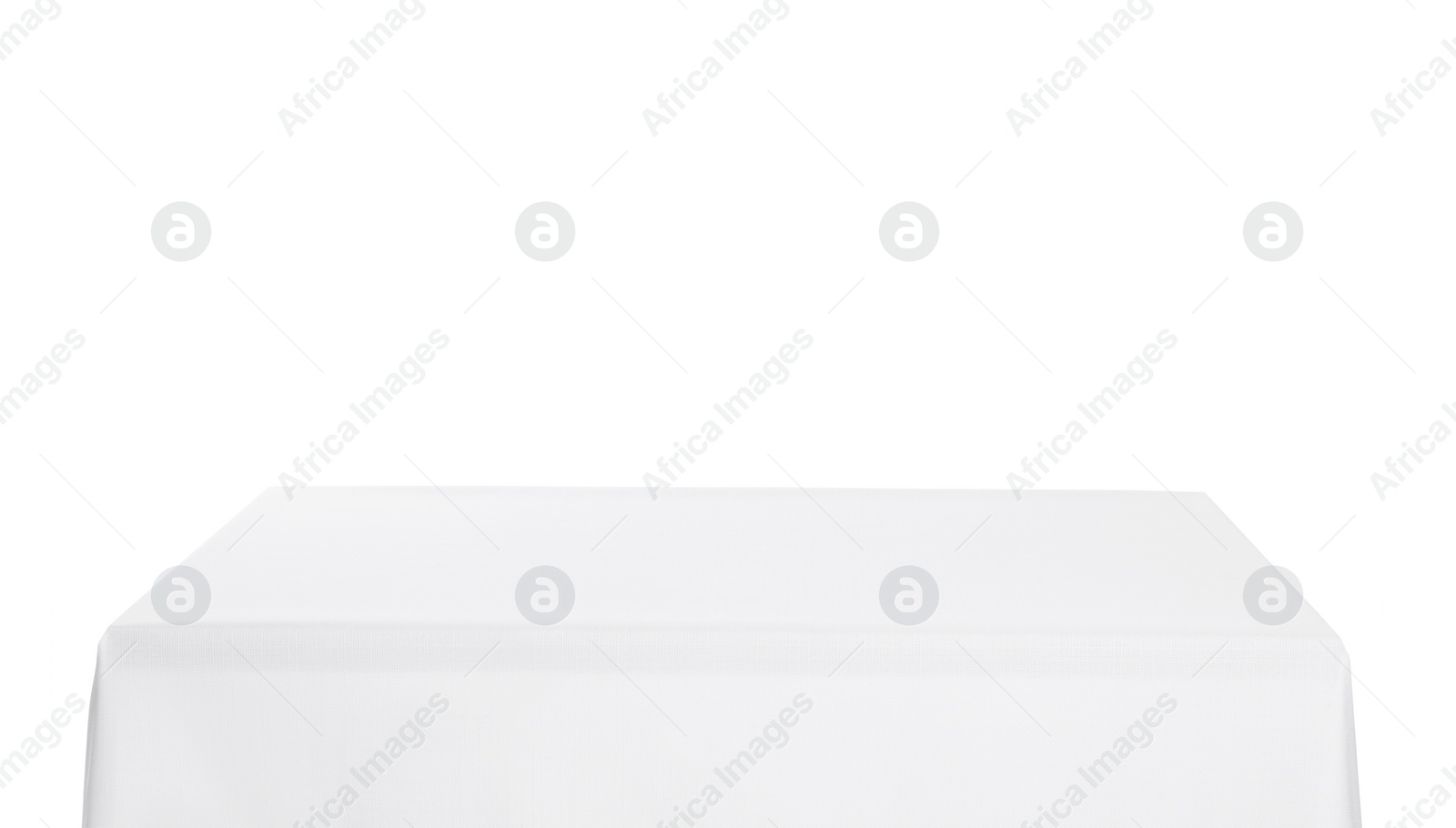 Photo of Table with white tablecloth isolated on white