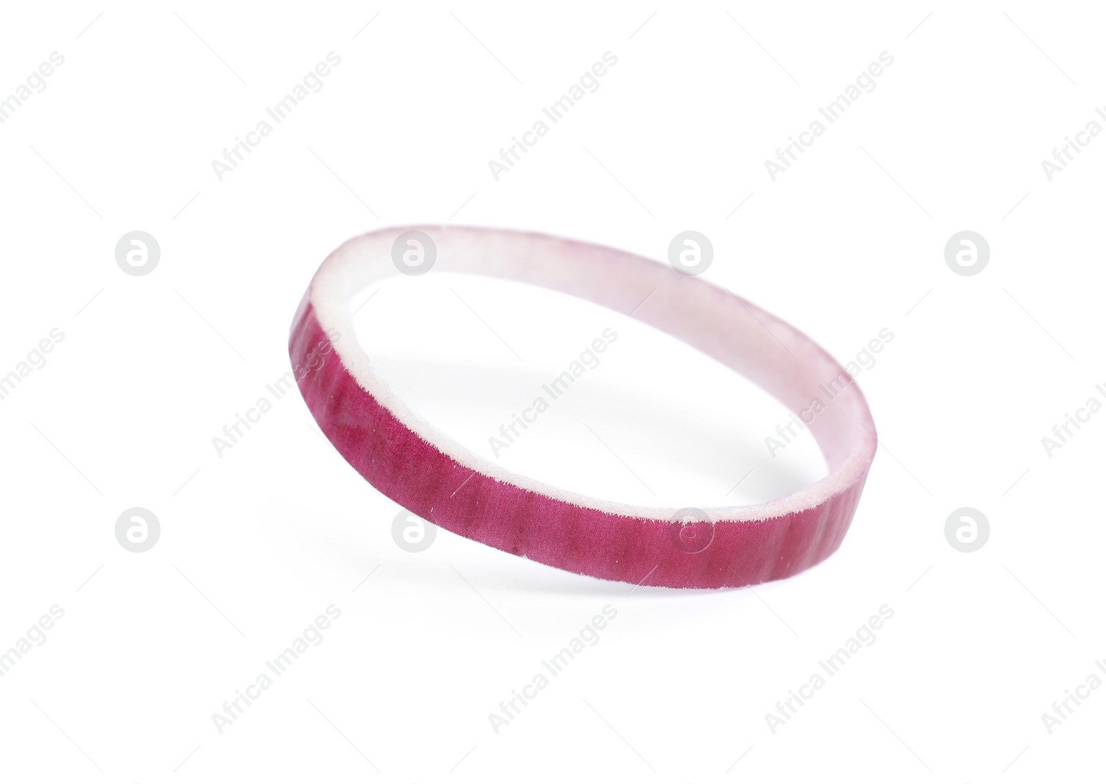 Photo of Sliced red onion ring on white background