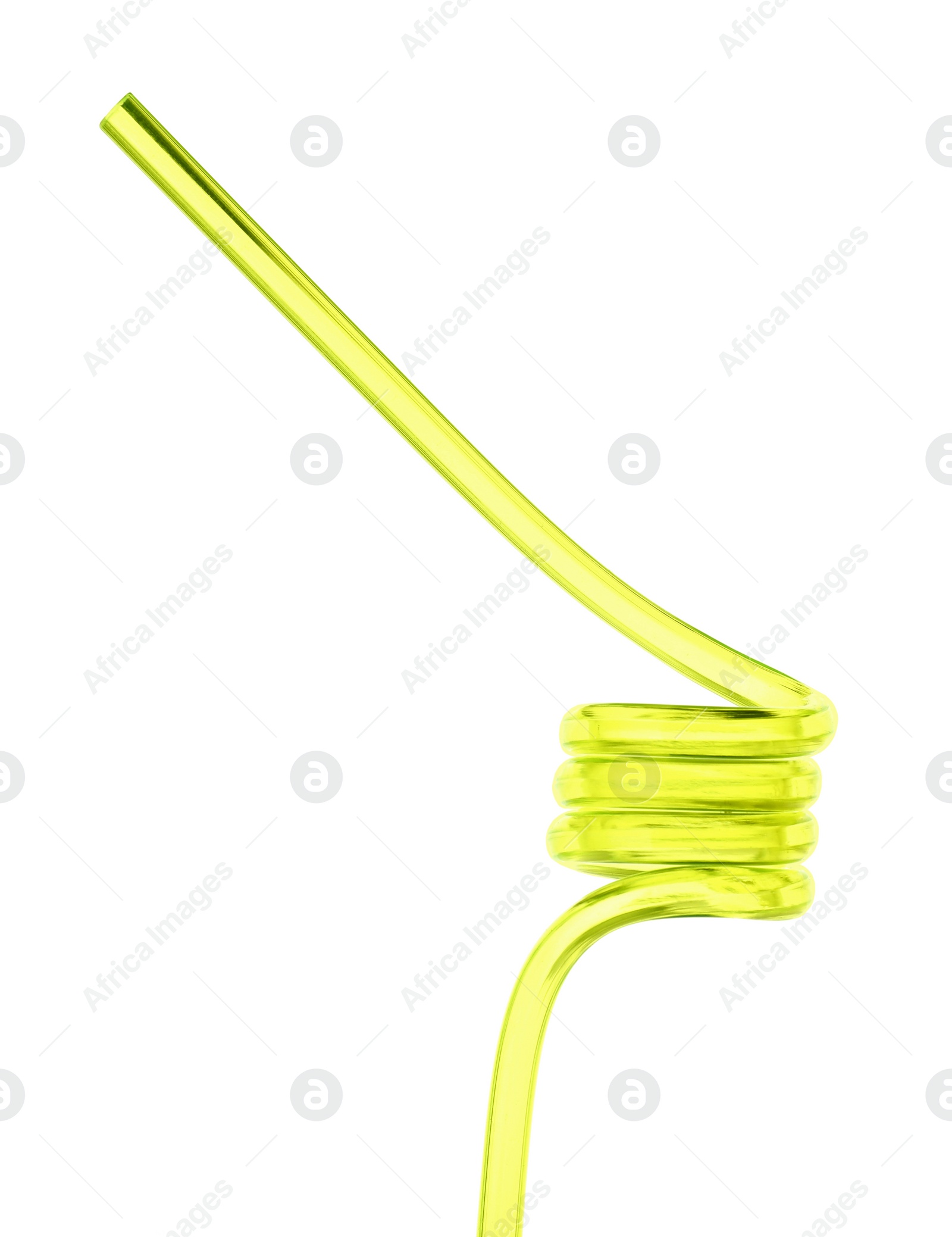 Photo of Yellow plastic cocktail tube isolated on white