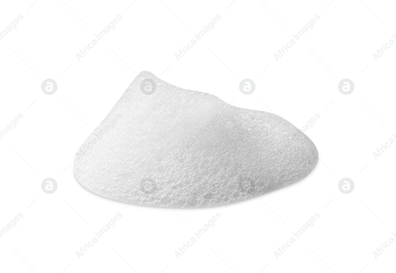 Photo of Drop of fluffy soap foam isolated on white