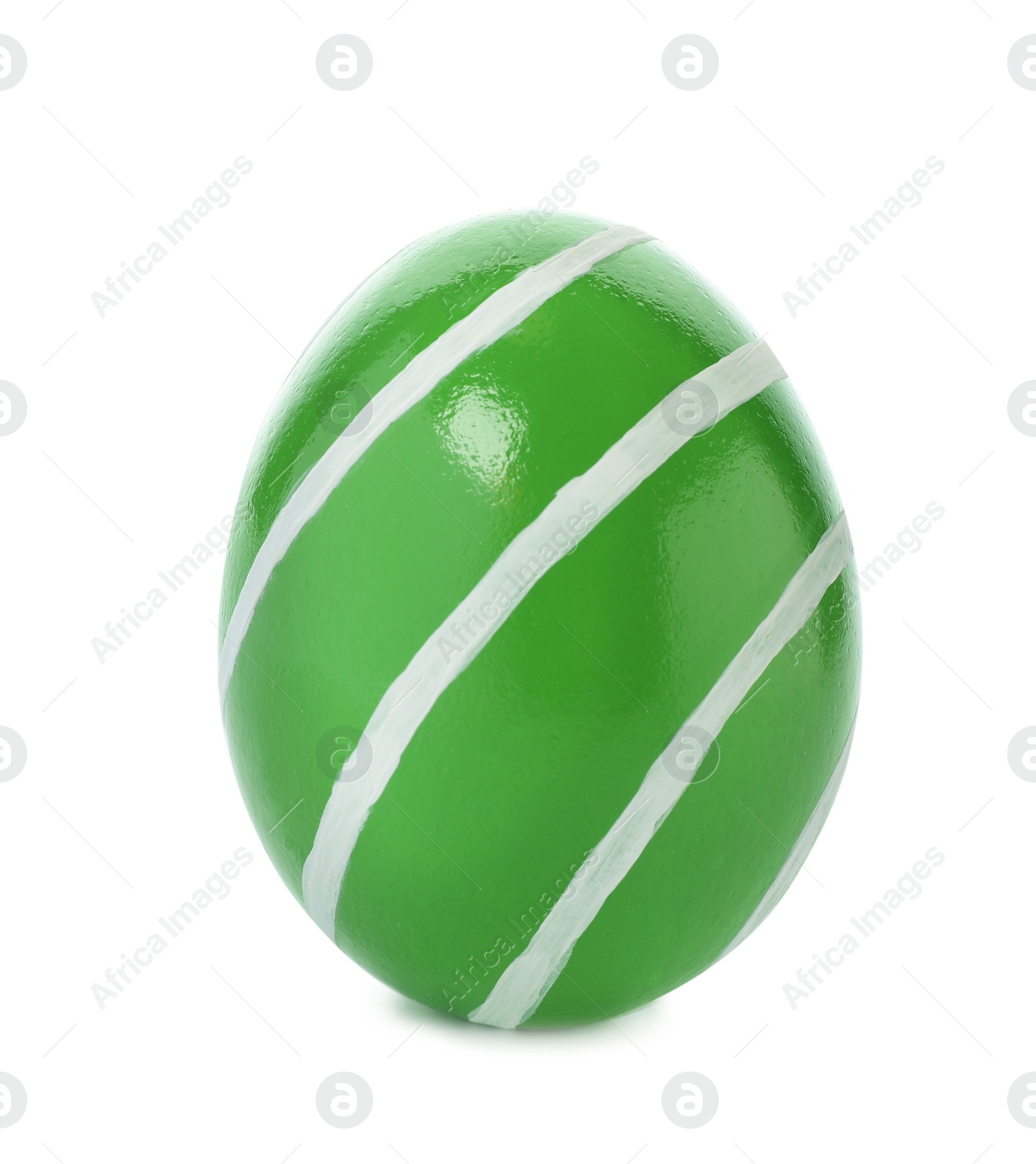 Photo of Decorated Easter egg on white background. Festive tradition