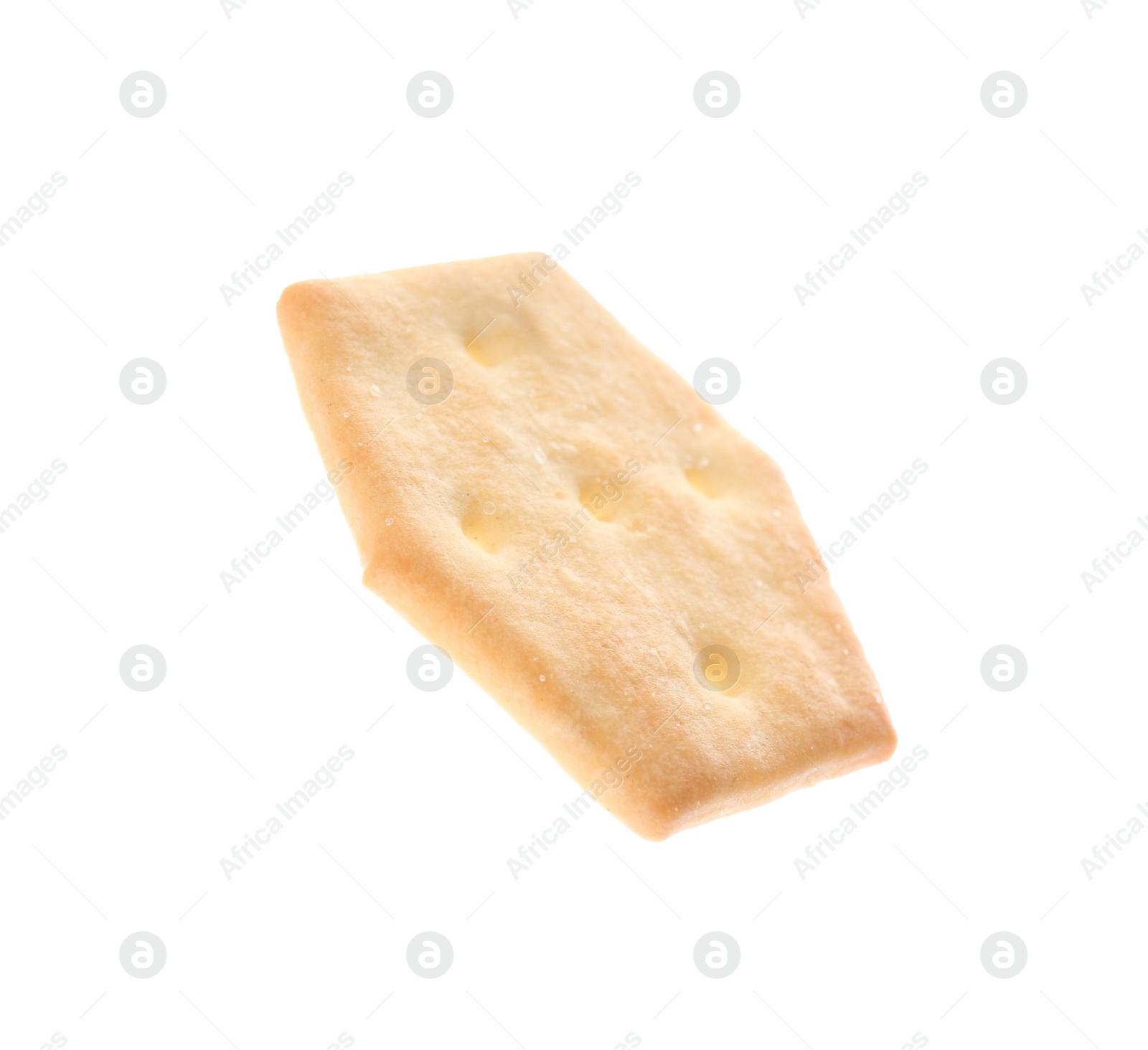 Photo of Crispy cracker isolated on white. Delicious snack