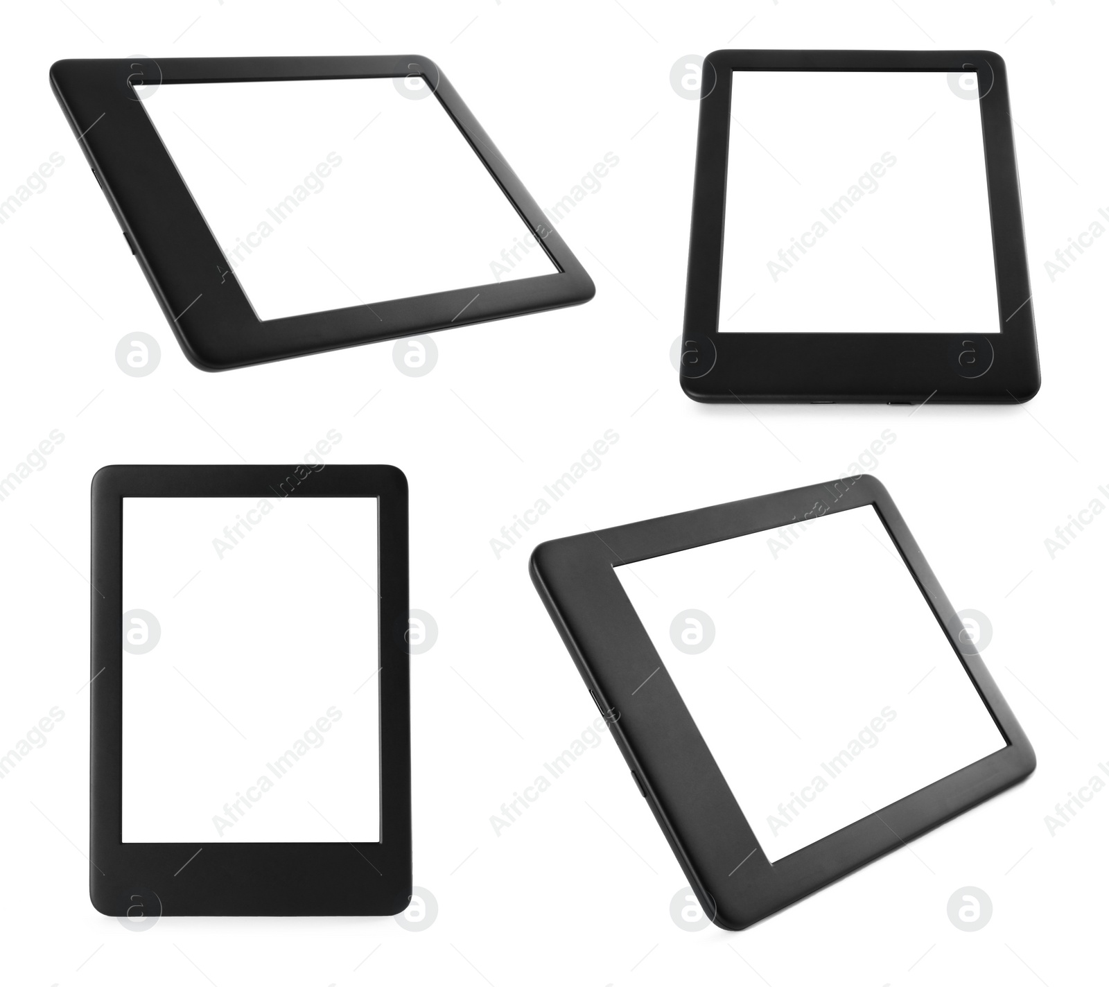 Image of Set with ebook readers on white background