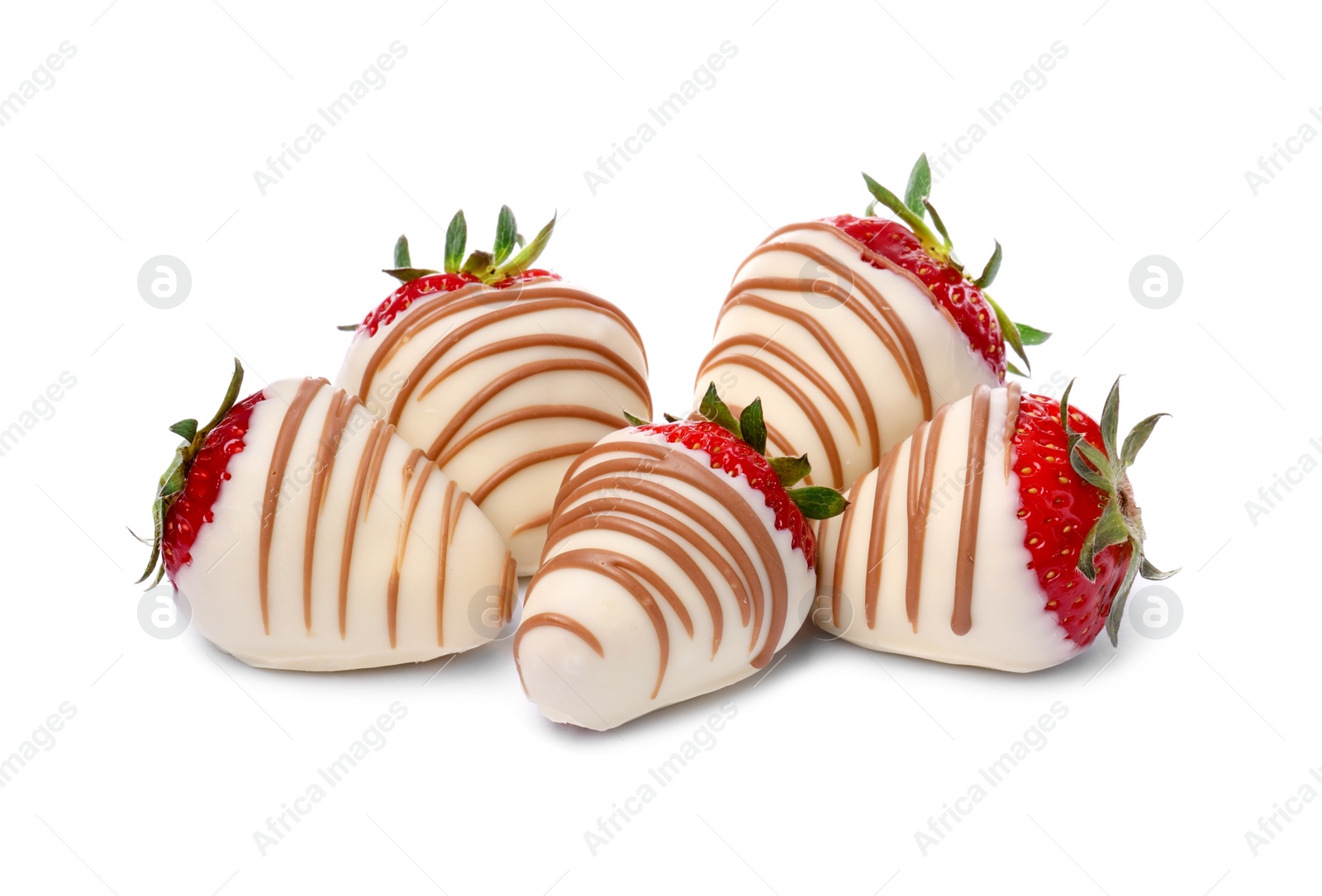 Photo of Delicious strawberries covered with chocolate isolated on white