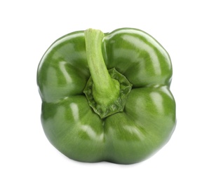 Ripe green bell pepper on white background