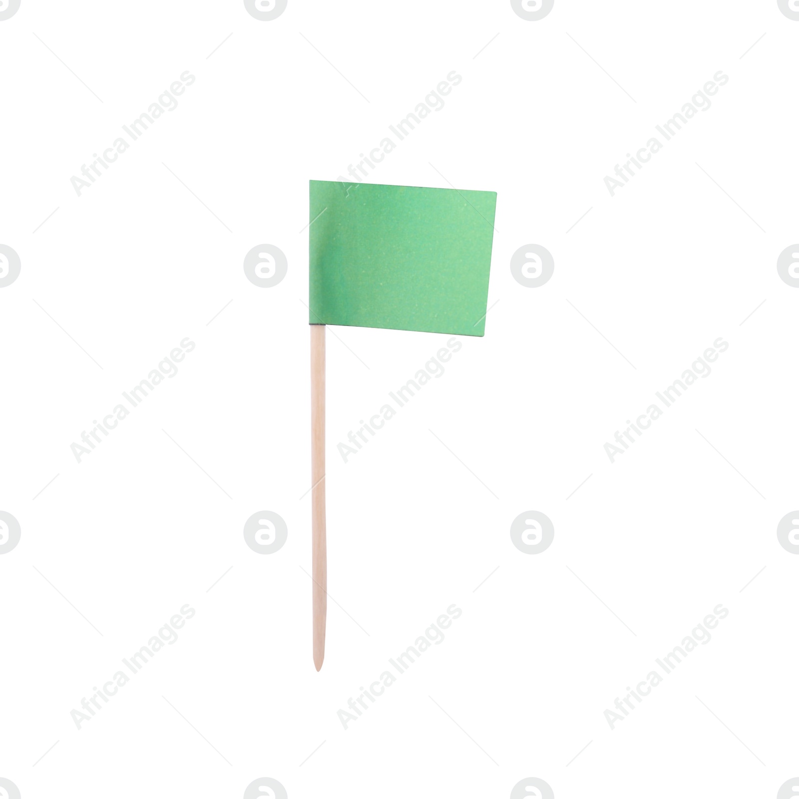 Photo of Small green paper flag isolated on white