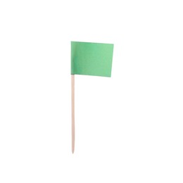 Small green paper flag isolated on white