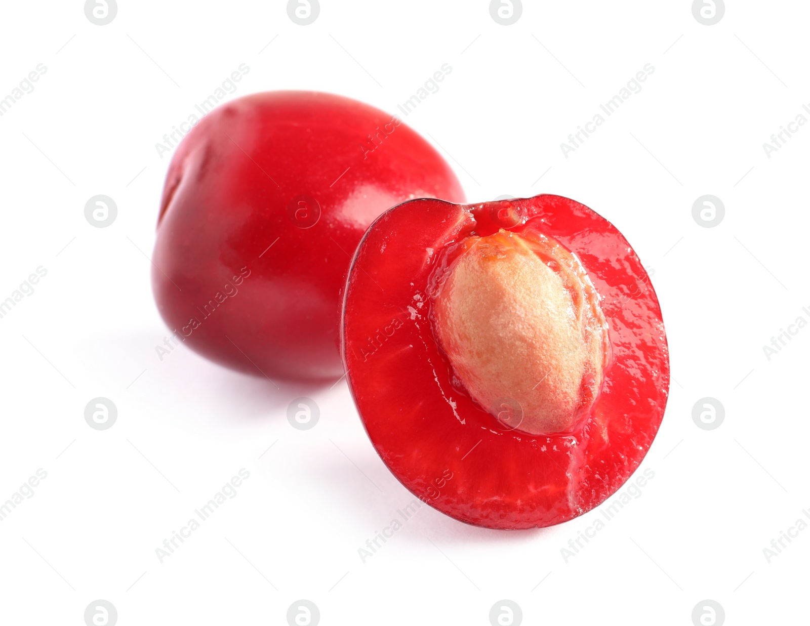 Photo of Delicious ripe sweet cherries on white background