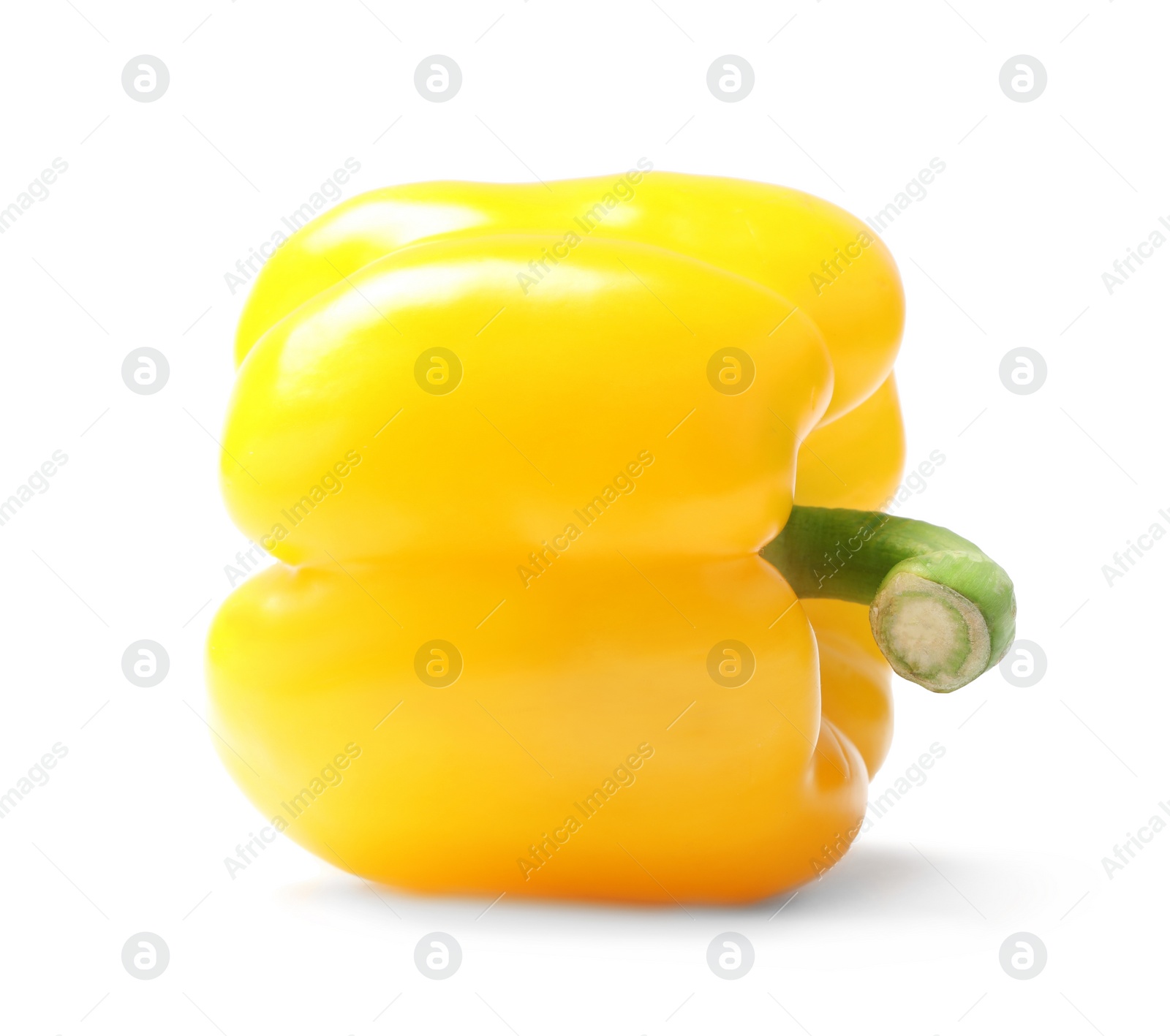 Photo of Ripe yellow bell pepper isolated on white