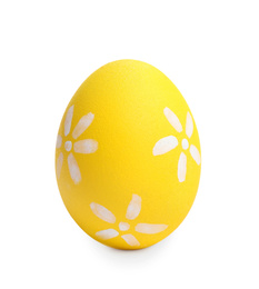 Photo of Yellow egg for Easter celebration isolated on white
