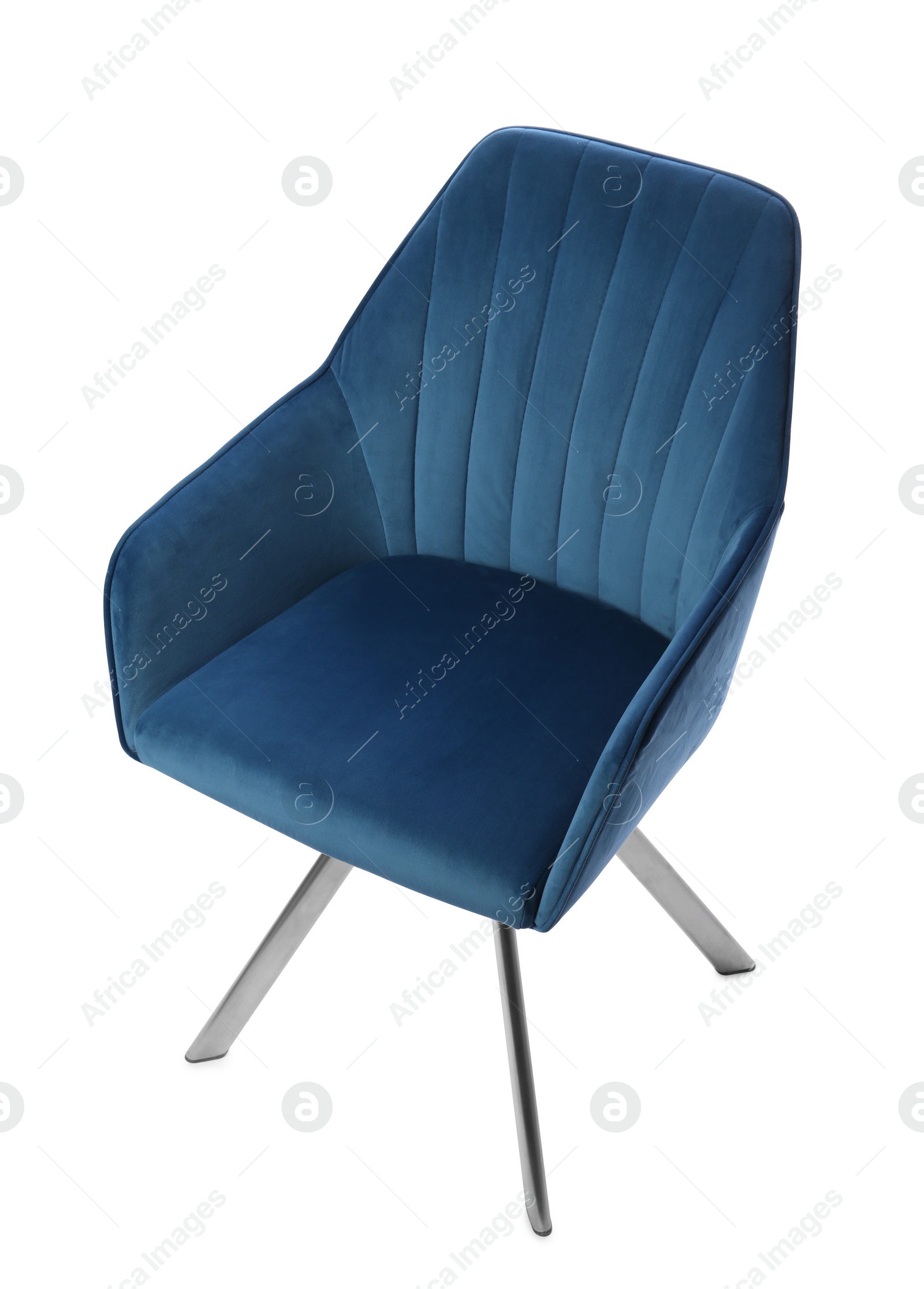 Photo of Stylish comfortable blue chair isolated on white