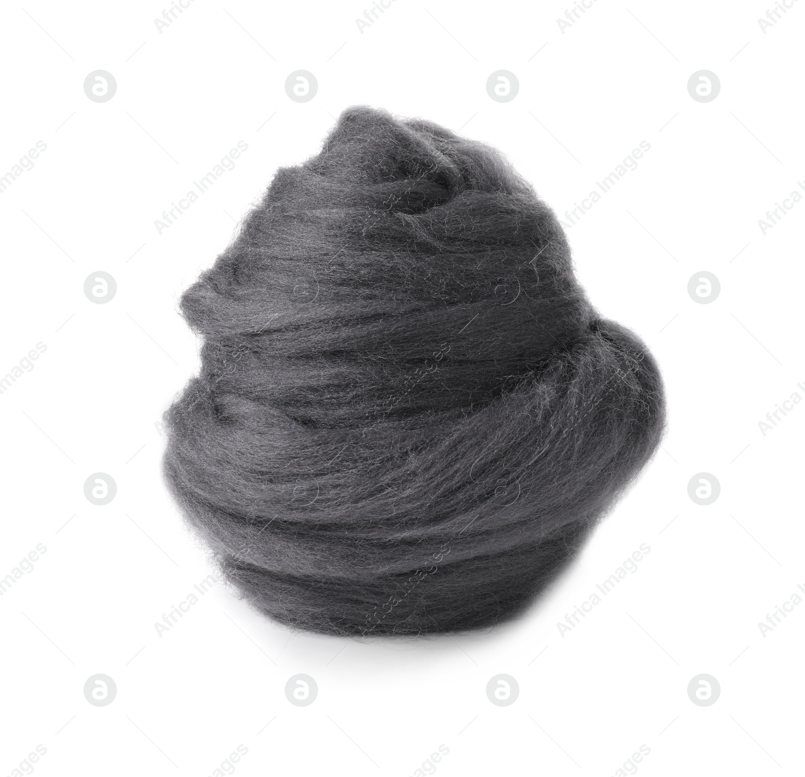 Photo of One grey felting wool isolated on white