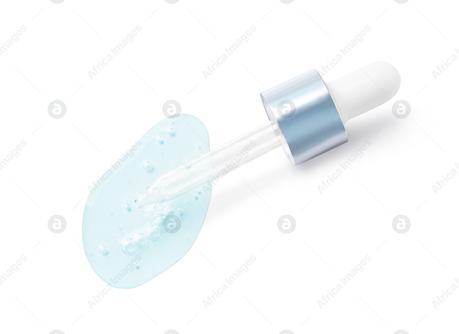 Dropper with serum on white background, top view. Skin care product Image of Dropper with serum on white background, top view. Skin care product