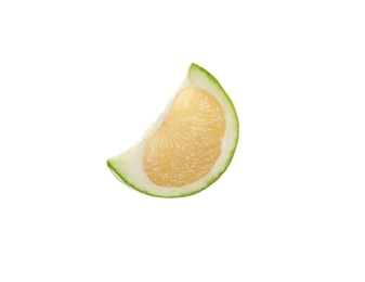 Photo of Slice of fresh ripe sweetie fruit isolated on white