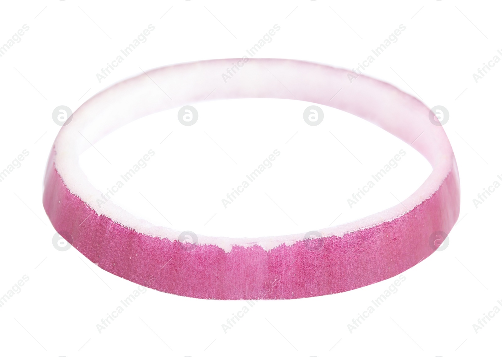 Photo of Sliced red onion ring on white background