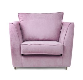 Image of One comfortable pink armchair isolated on white