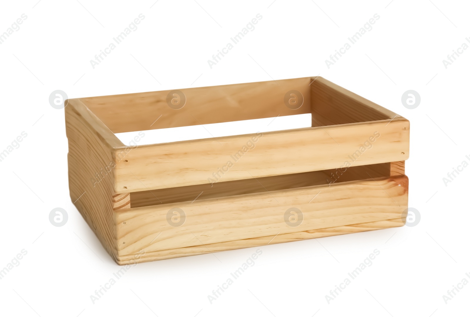 Photo of Wooden crate on white background. Shipping container