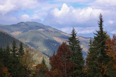 Picturesque view of majestic mountains in autumn