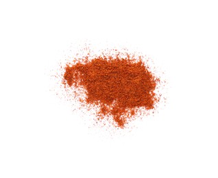 Photo of Aromatic paprika powder isolated on white, top view