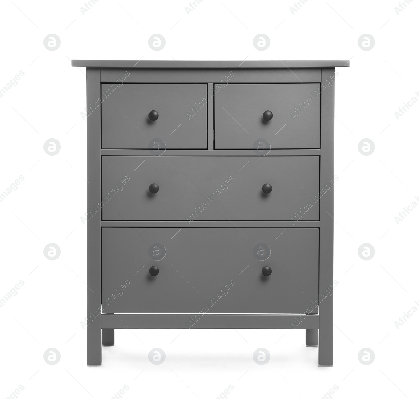 Photo of Grey chest of drawers isolated on white