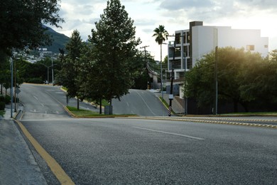 Photo of View of empty asphalt highway outdoors. City street