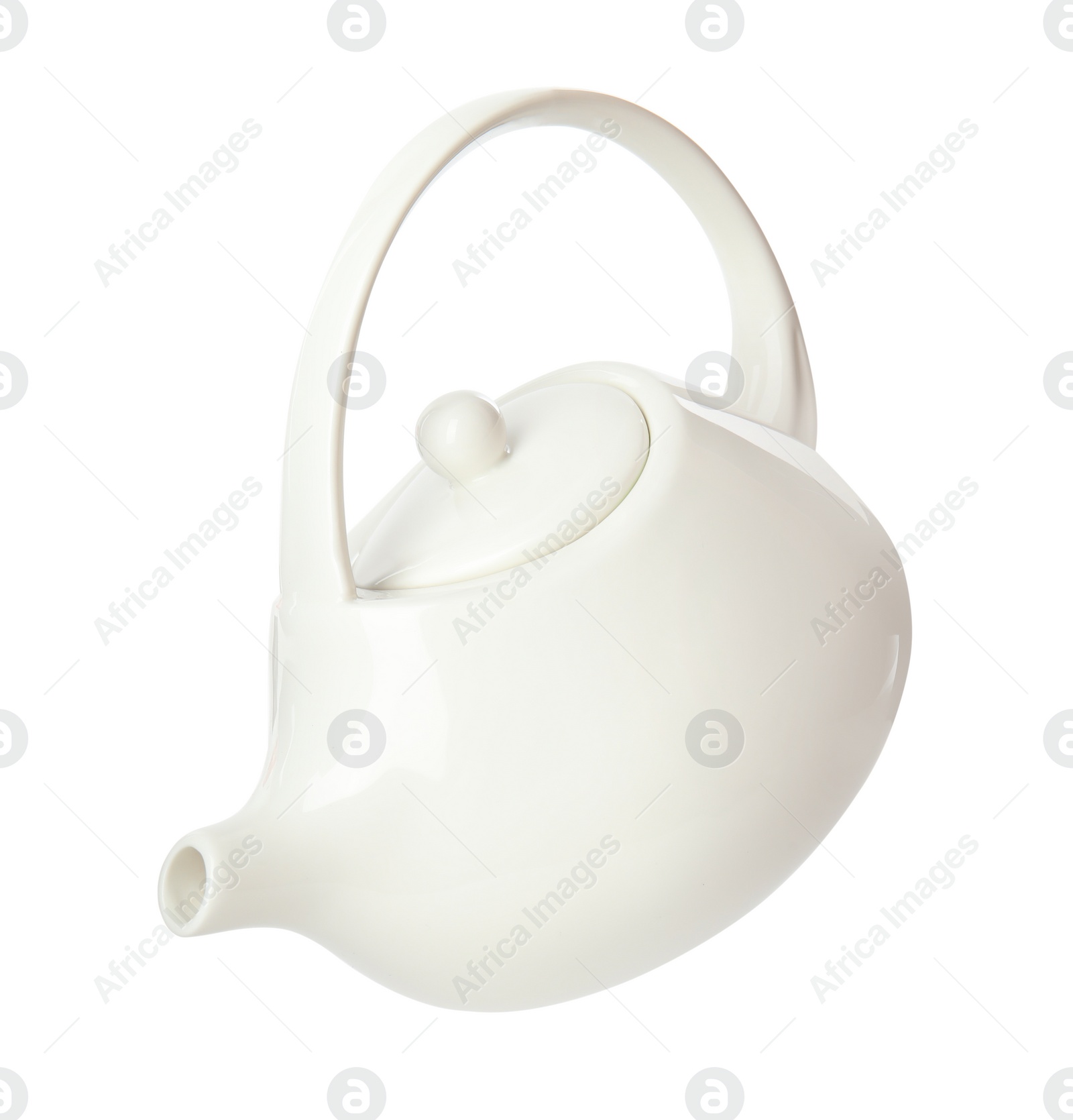 Photo of Clean empty ceramic teapot isolated on white