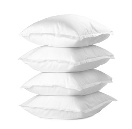 Photo of Stack of soft pillows isolated on white