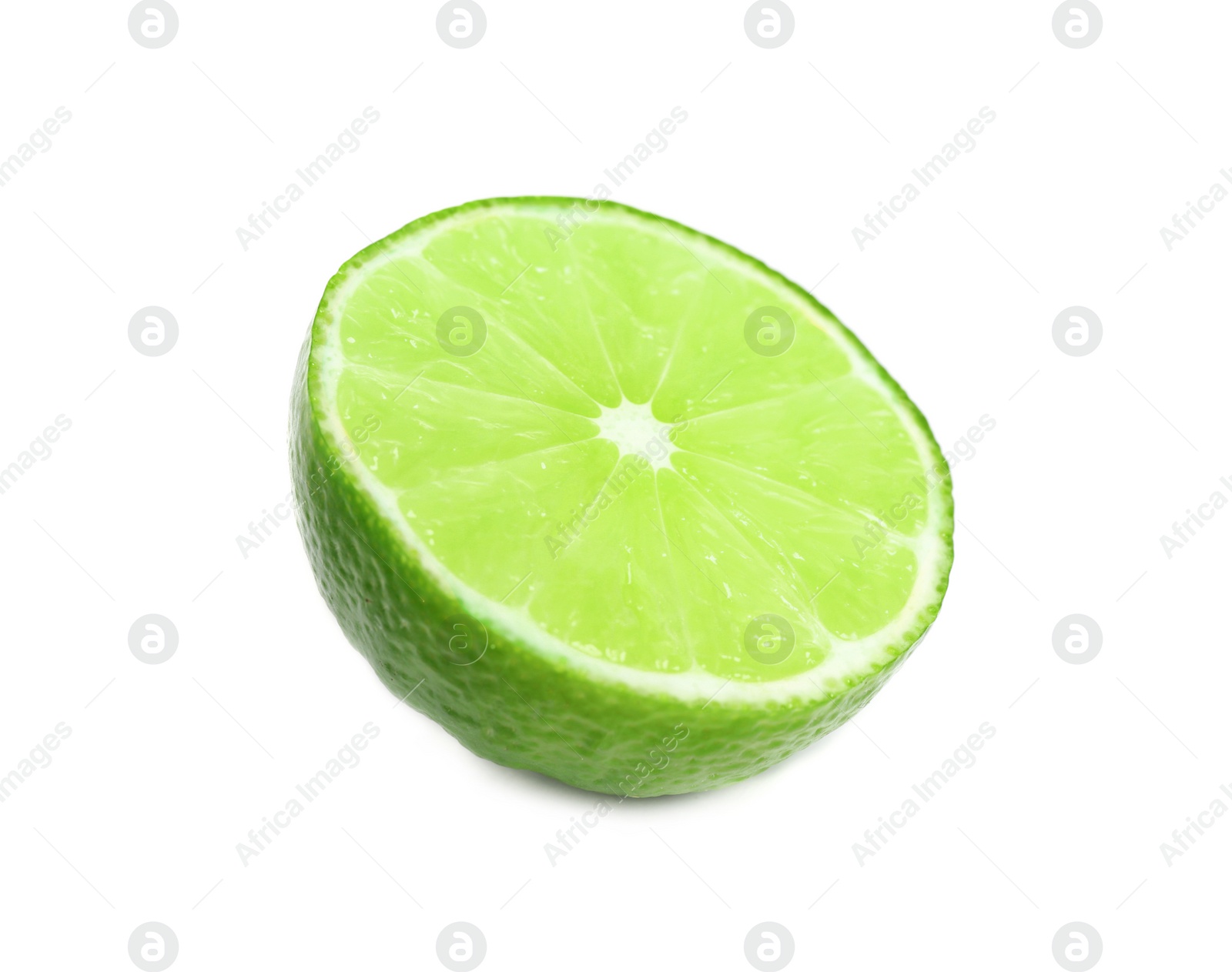 Photo of Half of fresh green lime isolated on white