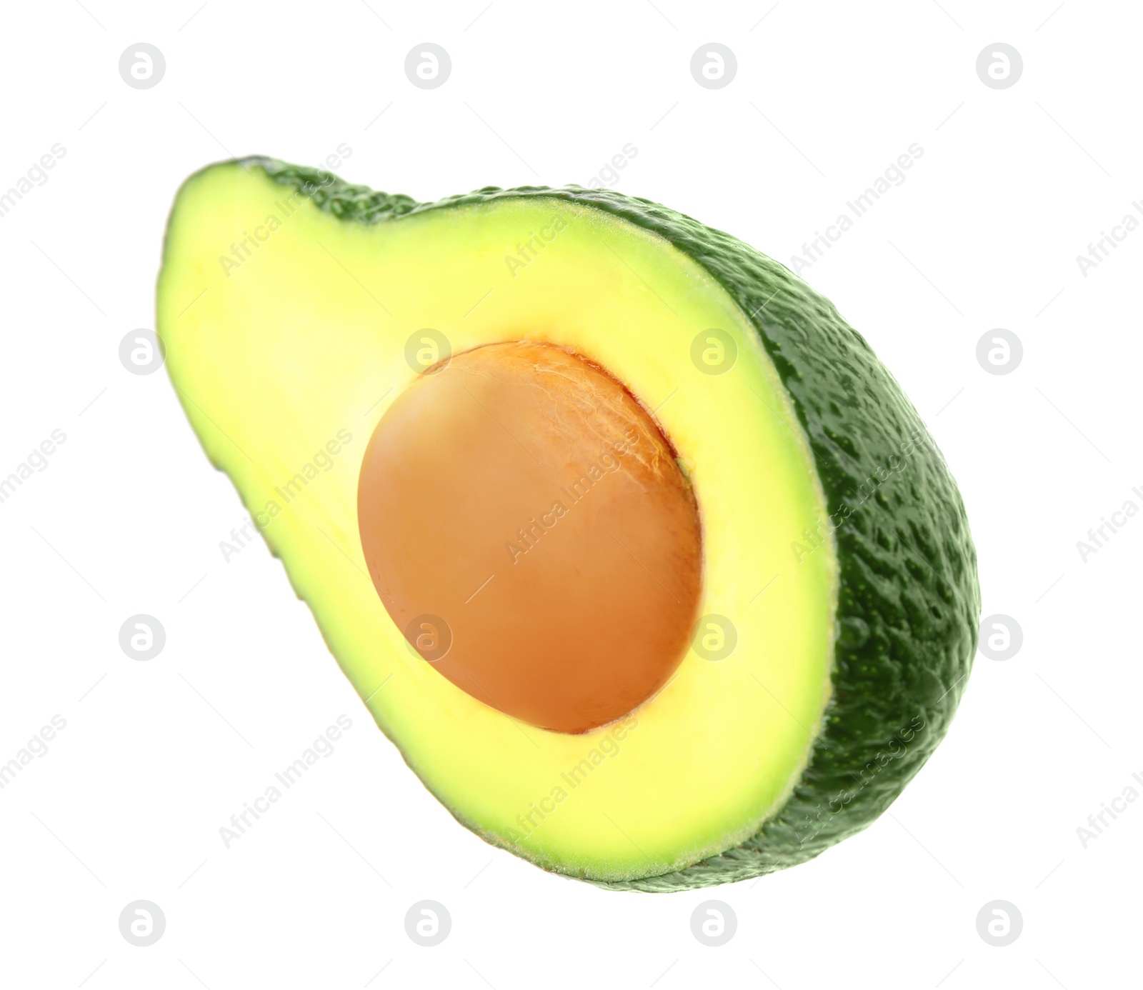 Photo of Tasty ripe avocado isolated on white. Tropical fruit