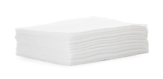 Photo of Stack of paper tissues on white background
