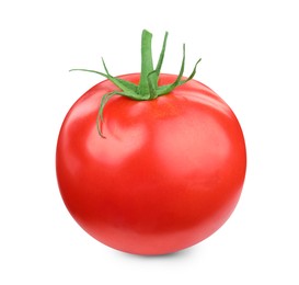 Photo of One red ripe tomato isolated on white