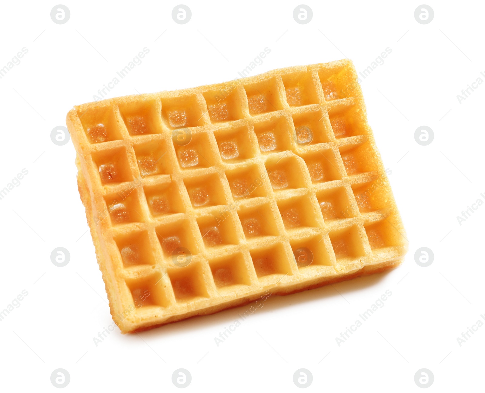 Photo of Delicious waffle for breakfast on white background