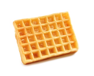 Photo of Delicious waffle for breakfast on white background