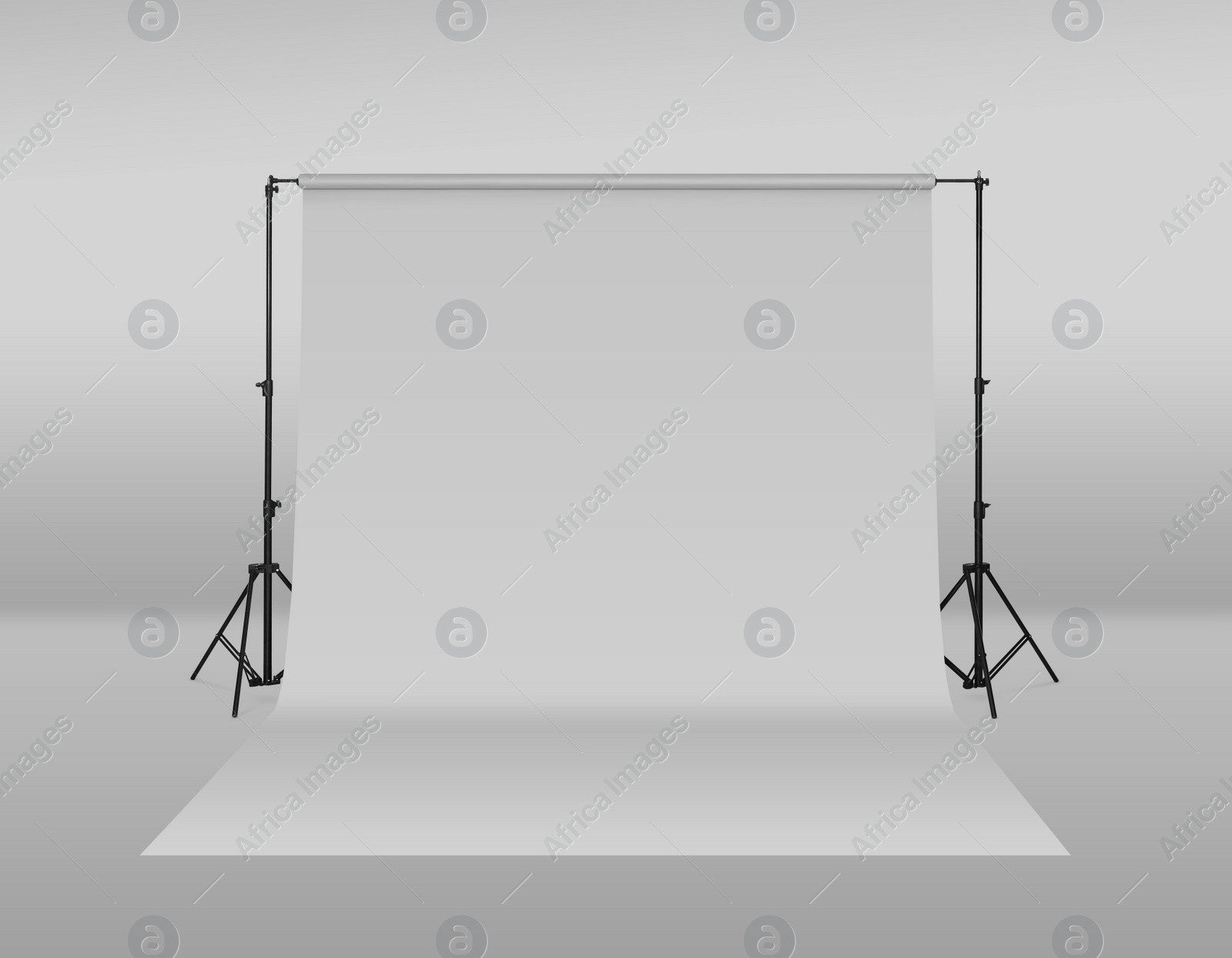 Image of Modern light grey photo background. Professional studio equipment