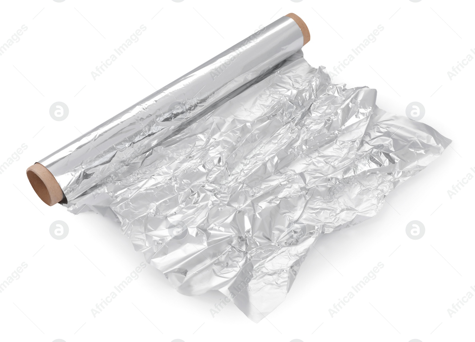 Photo of Roll of aluminum foil isolated on white