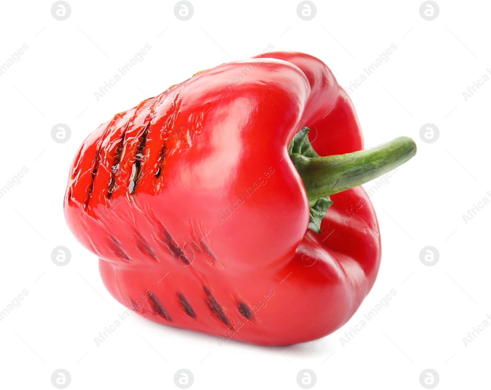 Photo of Grilled ripe paprika pepper on white background