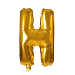 Golden letter H balloon on white background