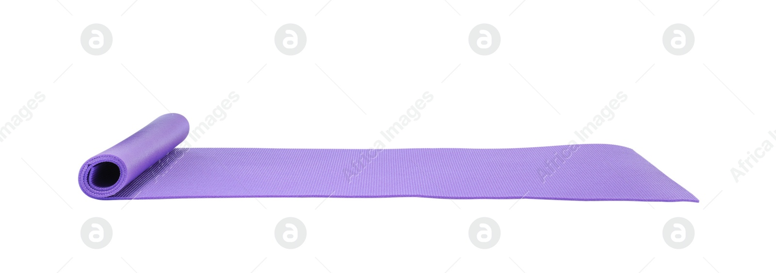 Photo of Bright violet camping mat isolated on white