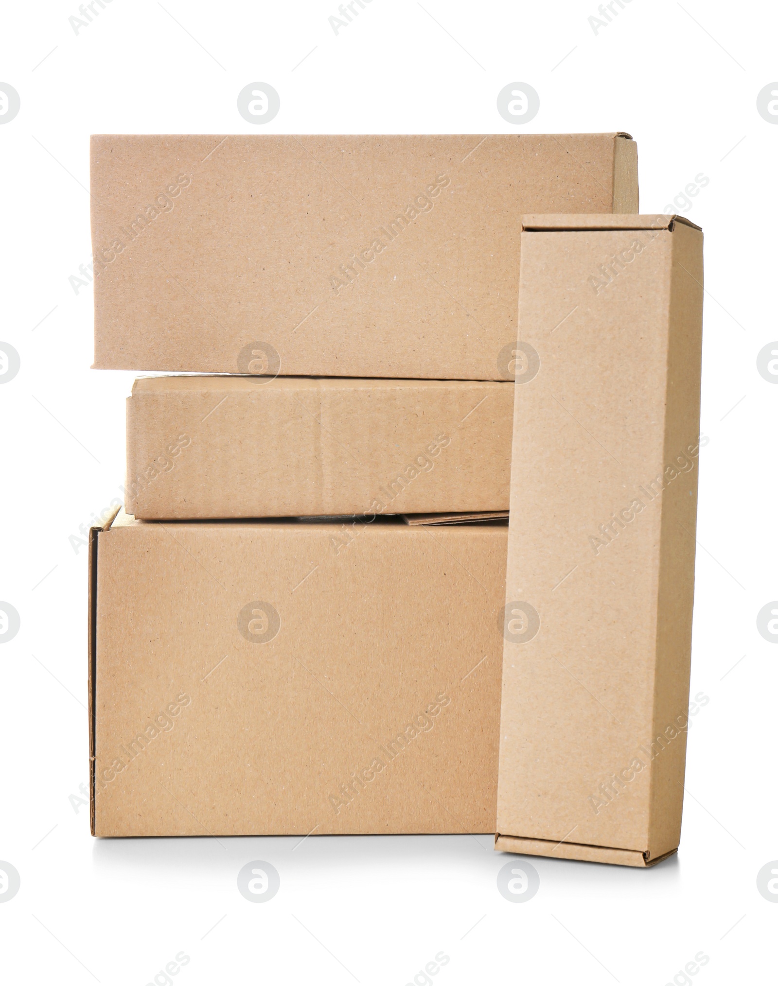 Photo of Cardboard boxes on white background