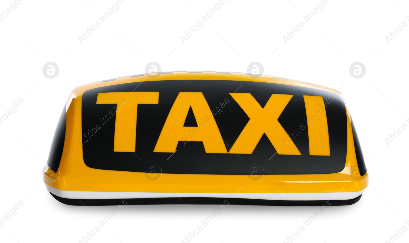 Photo of Yellow taxi roof sign isolated on white