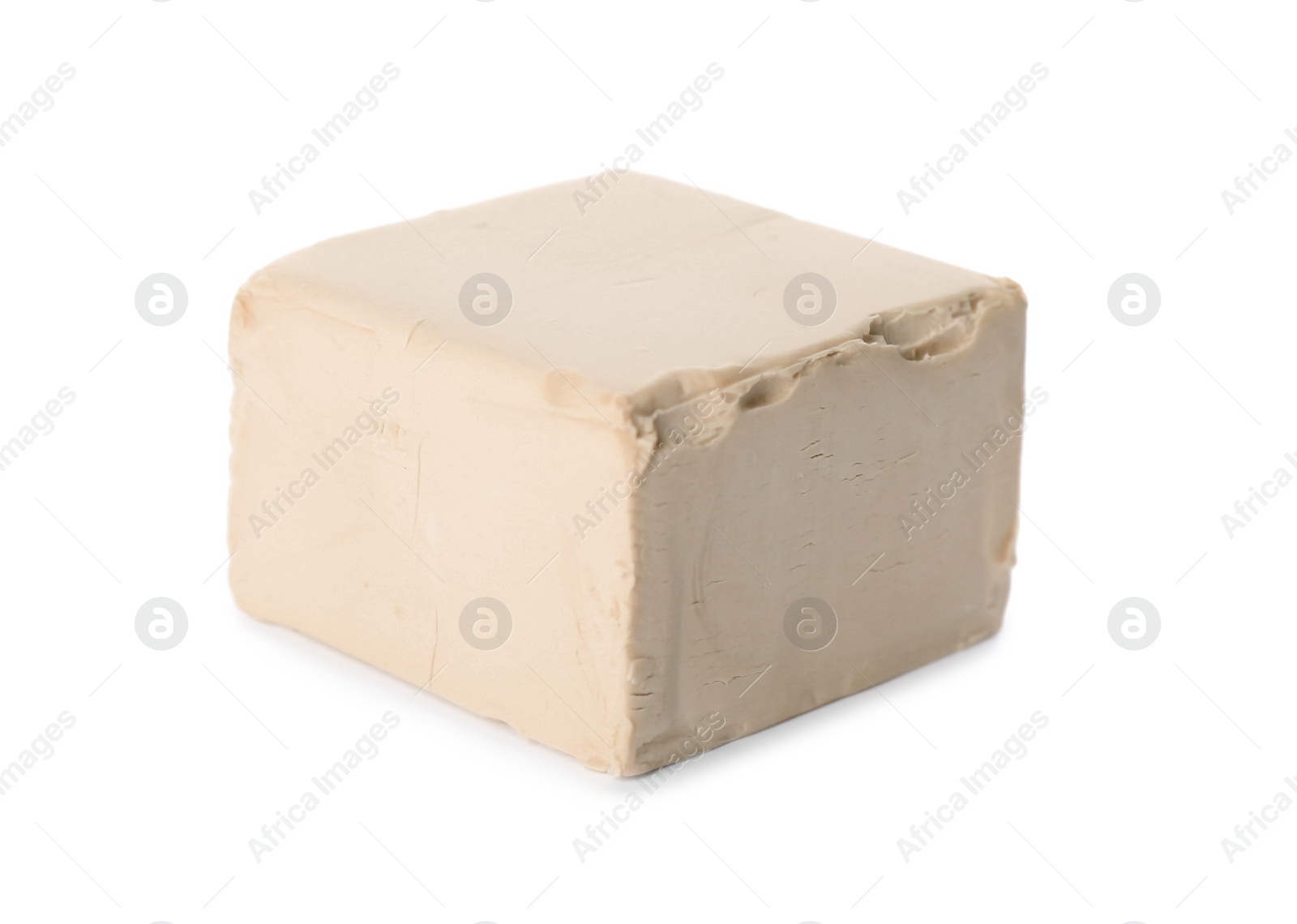 Photo of Block of compressed yeast on white background