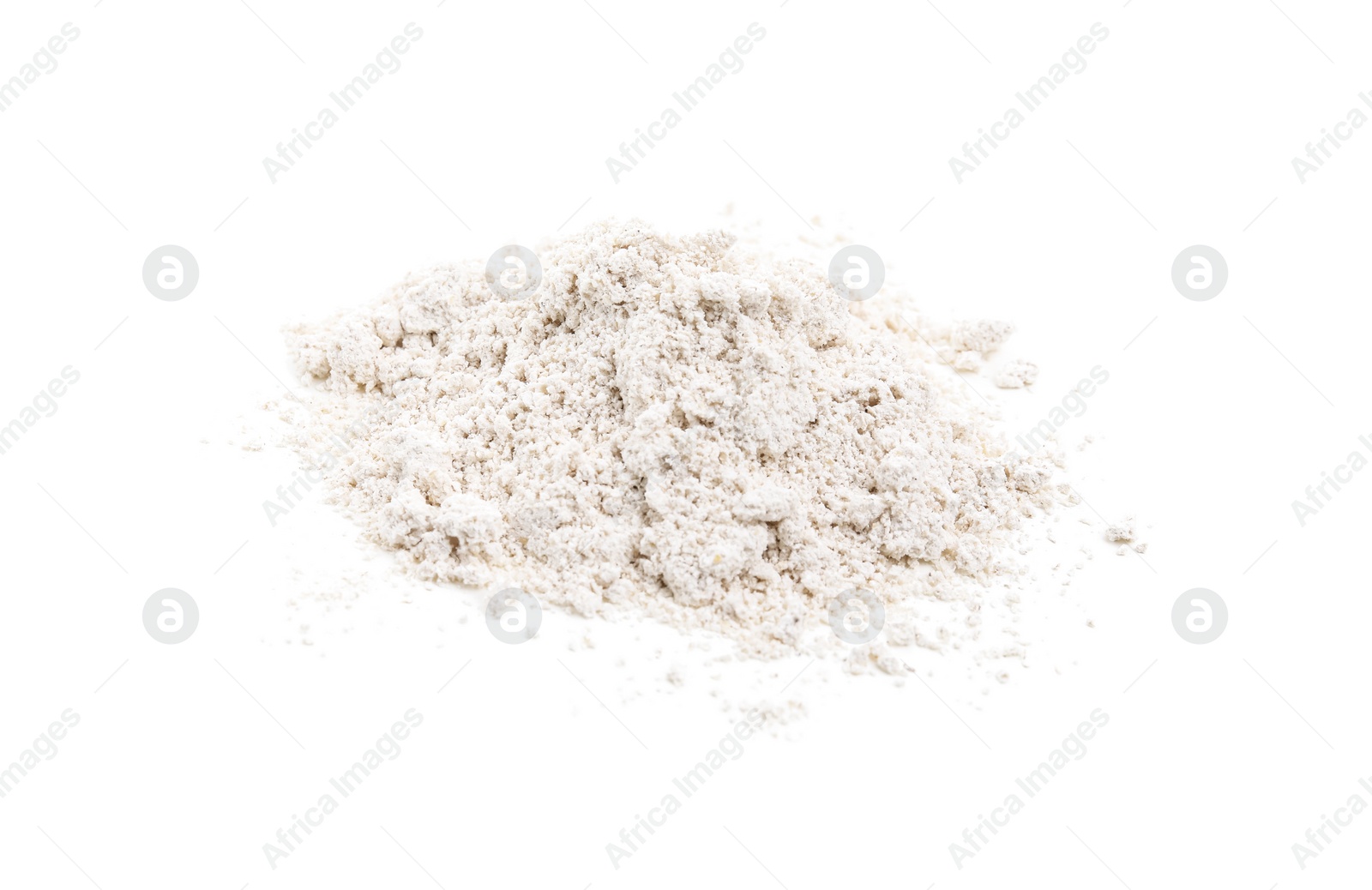 Photo of Pile of oatmeal flour isolated on white