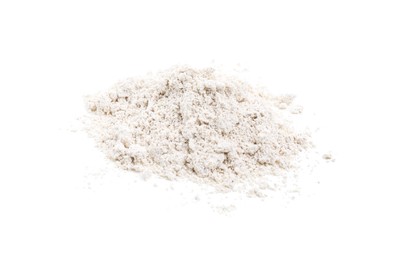 Photo of Pile of oatmeal flour isolated on white