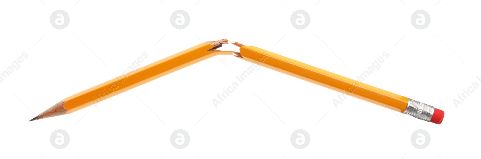 Photo of Broken graphite pencil on white background. School stationery